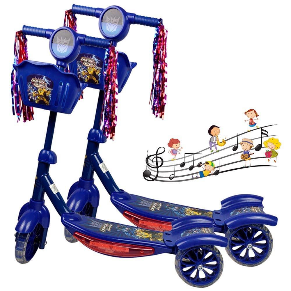 Patinetes Infantil Super Robô Azul 3 Rodas Luz Música Freio Altura Ajustável +3 Anos-Toy King Novos especiais da loja
