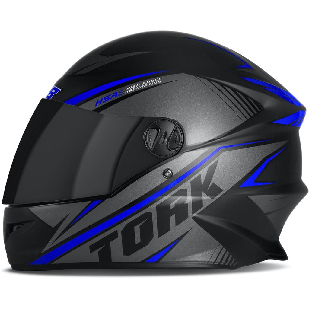 Capacete Moto R8 Pro Fosco Com Viseira Fumê Azul 58 Pro Tork