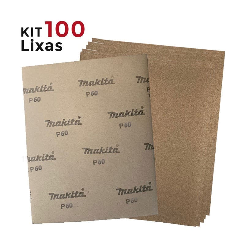 Kit 100 unidades Folhas de lixa para Madeira Grão 60 D-50790 - Makita