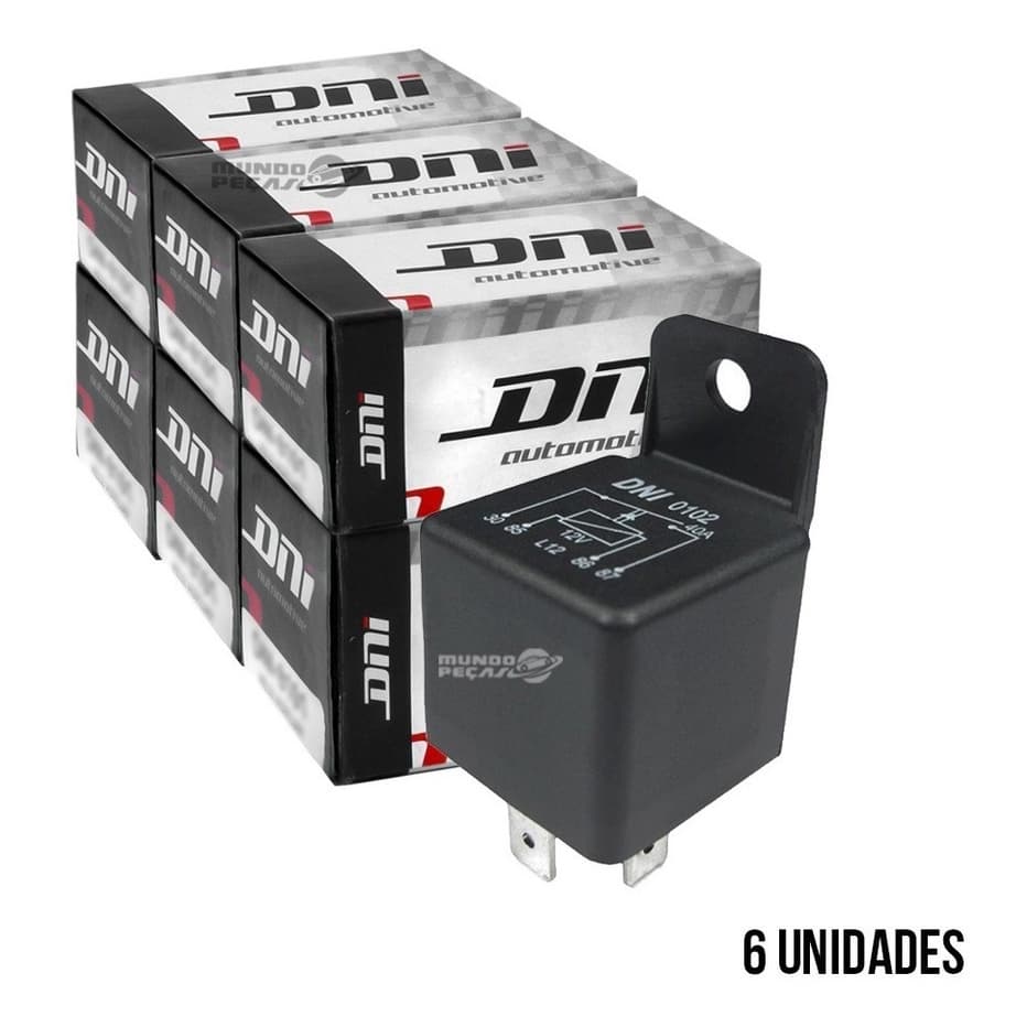 Rele Auxiliar Automotivo Dni 0102 40a 12v Universal 6 Pecas