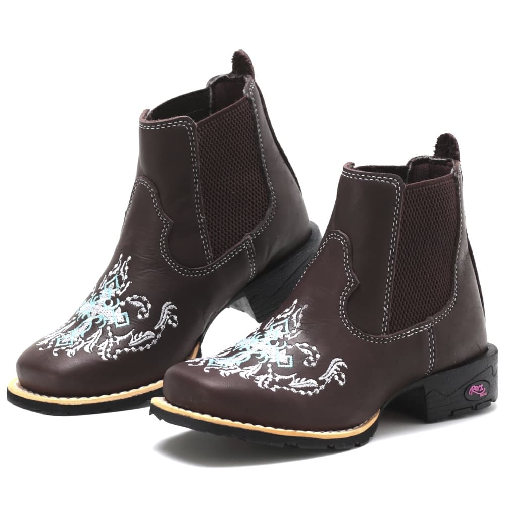 Botina Cano Curto Country Feminina Rodeio Infantil Botas Rhl