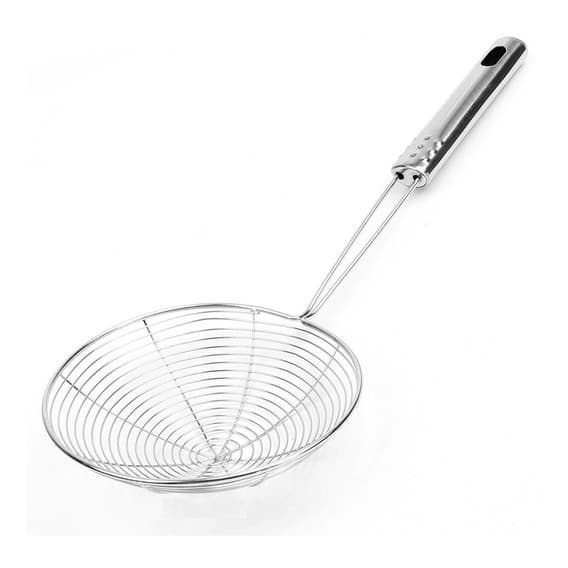 Escumadeira Fritura Aco Inox 38 Cm Batata Pastel O20 Cm
