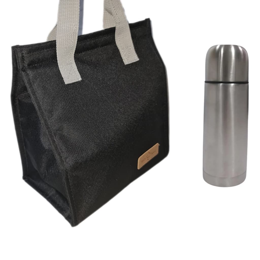 Kit de Bolsa Térmica Velcro para marmita com garrafa de inox