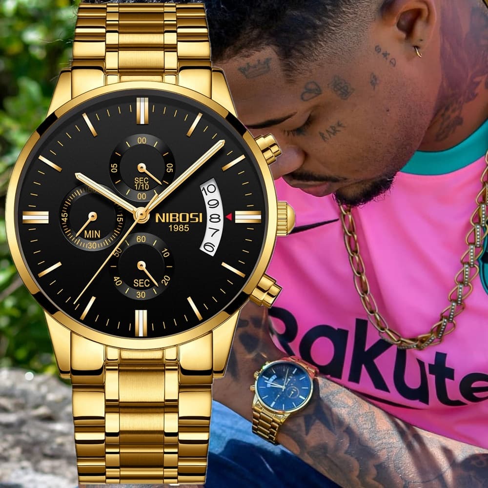 Relogios Masculinos NIBOSI Relogio Masculino Top Marca Luxo Famosos Relógios Masculinos Moda Casual Cronógrafo Militar Quartz Relógios