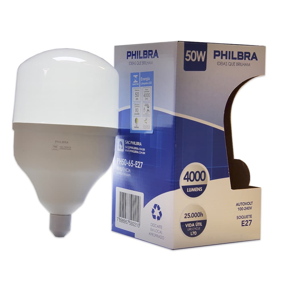 Lampada Led Bulbo 50W Branco-Frio E27