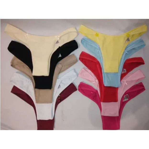 Kit 10 Calcinha Tanga Em Algodão Cores Sortidas