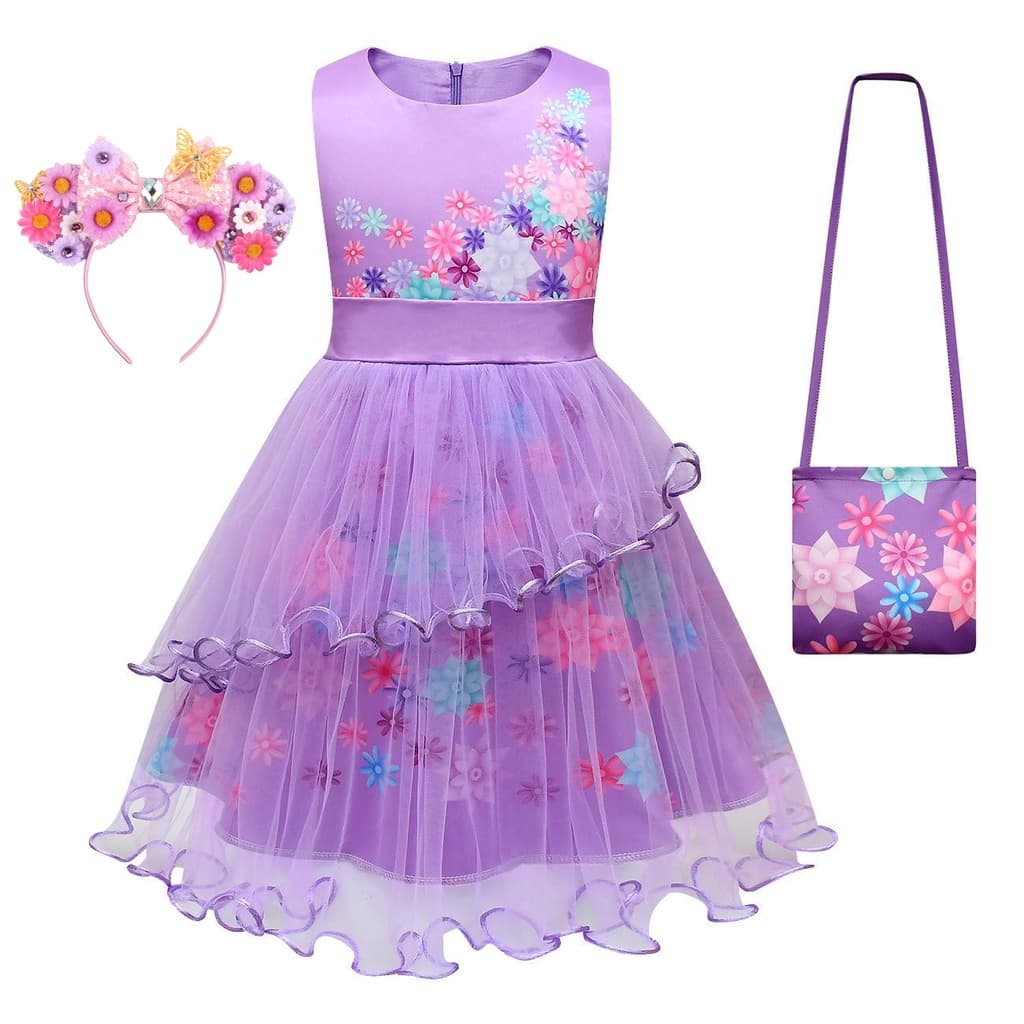 Fantasia Meninas Encanto Isabela Tule Púrpura Vestido De Halloween Carnaval Cosplay Fantasias Vestidos De Princesa Presente De Festa De Aniversário ZXT80756