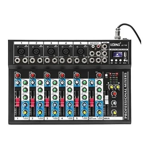 Mesa De Som Bluetooth Usb Mixer Mp3 Digital 6 Canais Le-709 Visor Digital