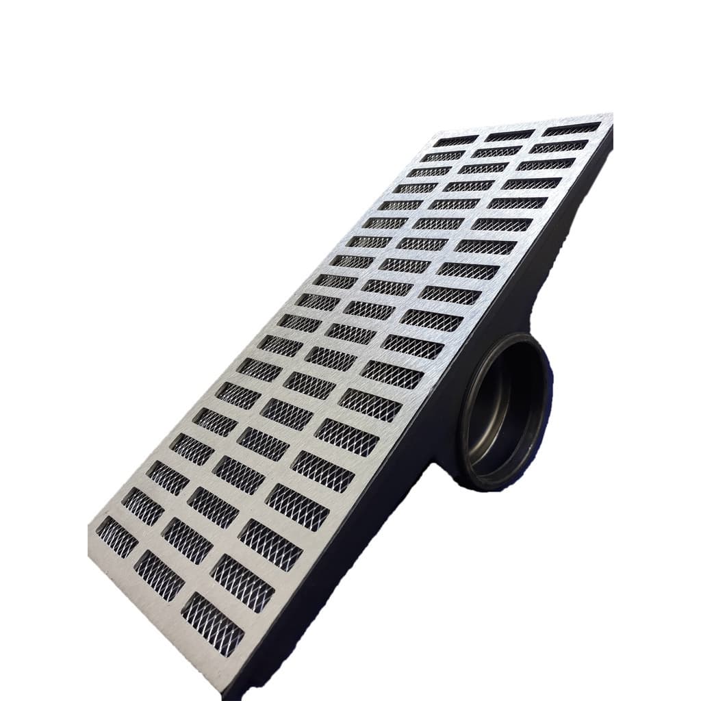 Grelha Pluvial modelo 20x50 Aluminio c/ Caixa Coletora Saída Lateral e Tela Anti Insetos - Ficone Reis
