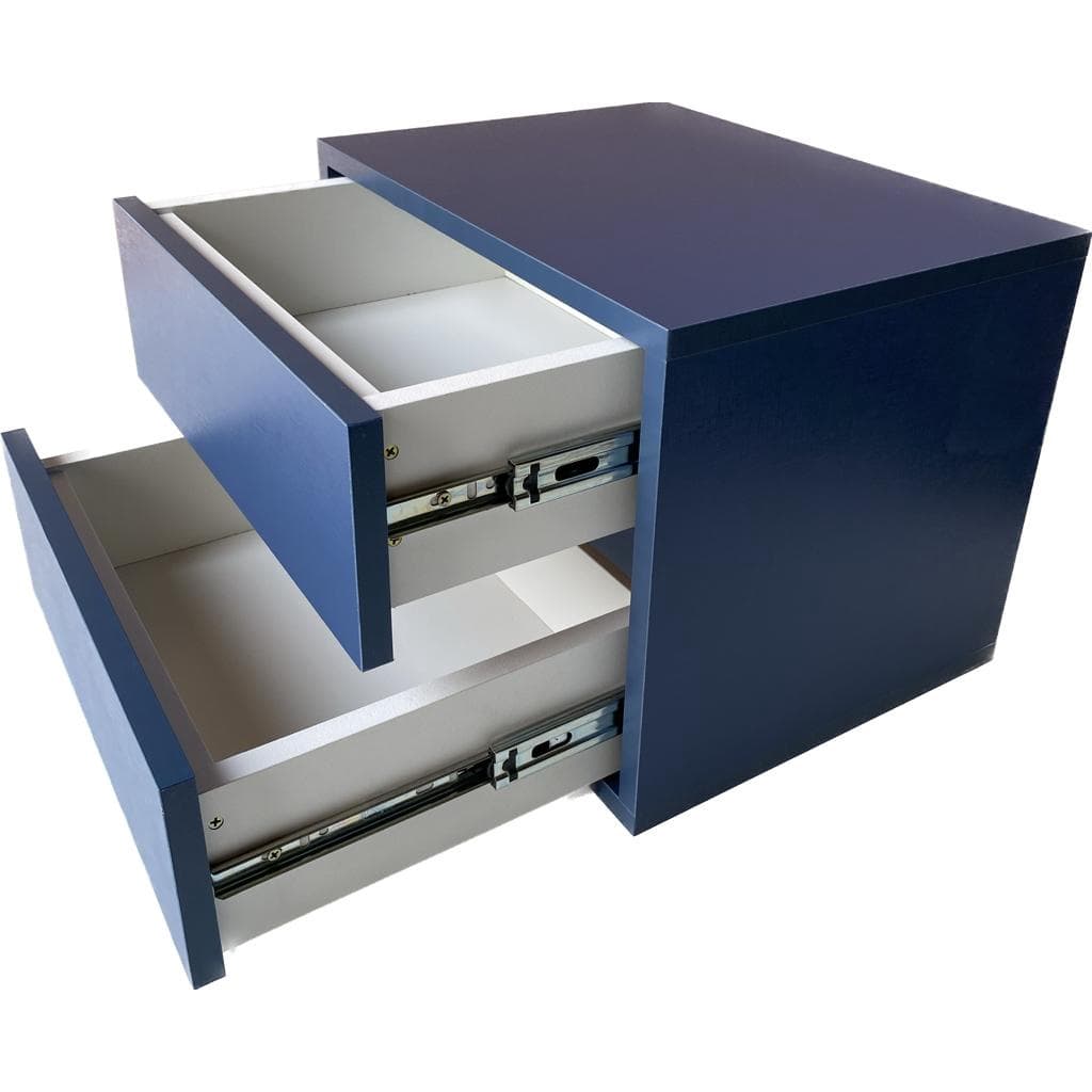1 Mesa de cabeceira com 2 gavetas Azul Sirena 100% mdf