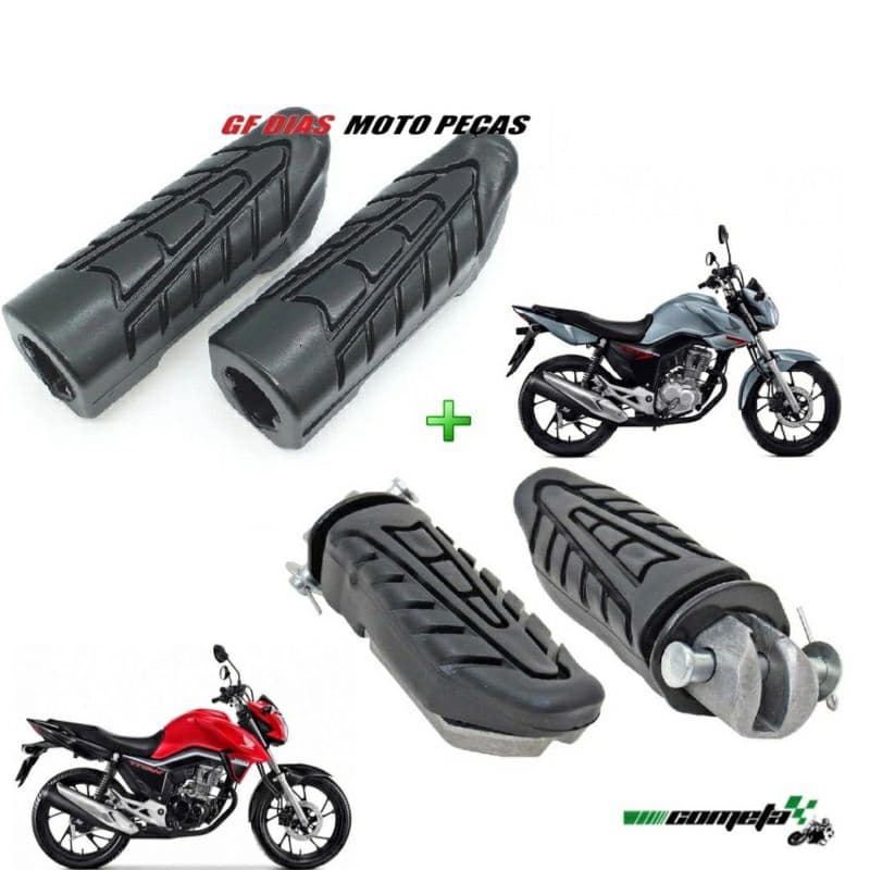 Kit Borracha Estribo E Pedaleira Traseira Honda CG Titan Fan Start Cargo Mix 150 160 Cometa