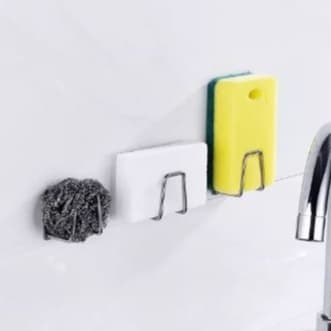 Kit 2 Suporte Porta Esponja para Bucha de Pia Aço Inoxidável