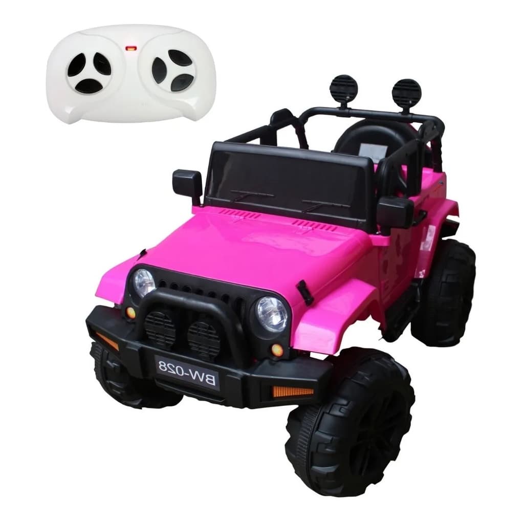 Mini Carro Elétrico Infantil Jipe Rosa com Controle Remoto