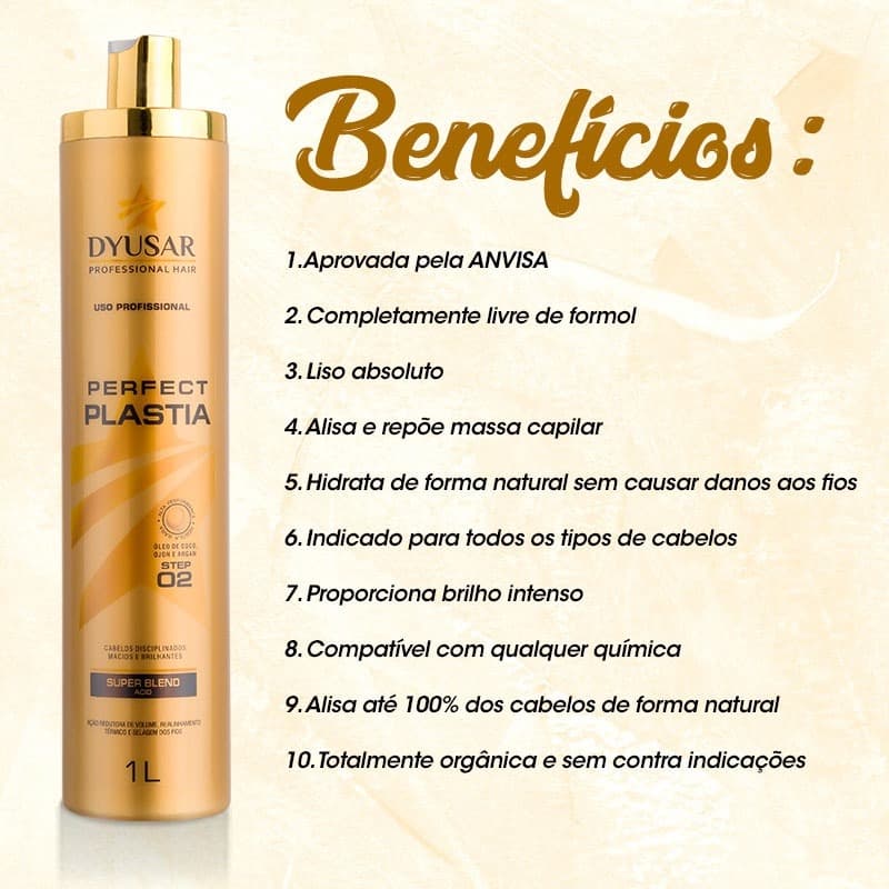 Escova Progressiva Sem Formol Profissional Perfect Plastia DYUSAR 1 litro