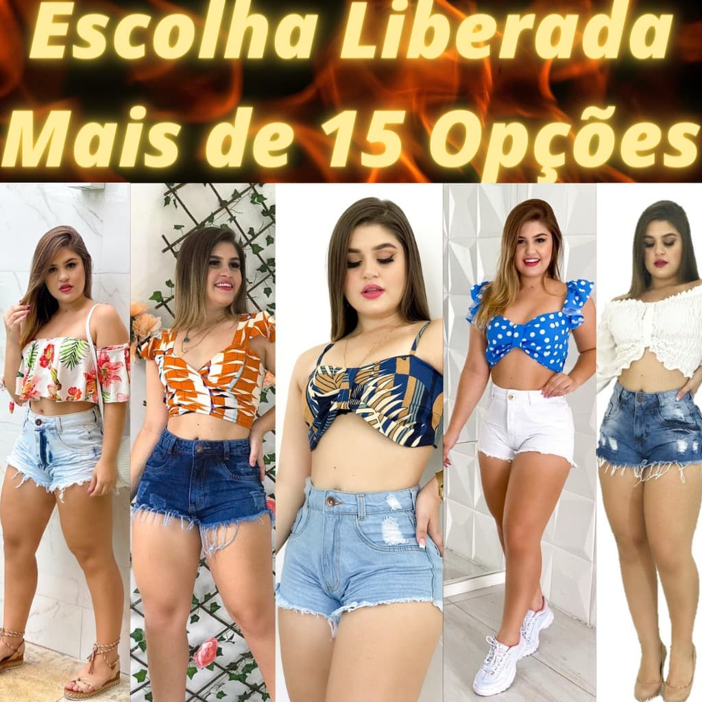 Kit 10 Shorts Bermuda Short Jeans Feminino Cintura Alta Atacado Revenda