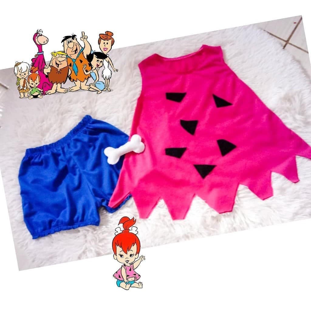 Fantasia Pedrita  (conjunto de bata e shorts pink) Pedrita Flintstones infantil