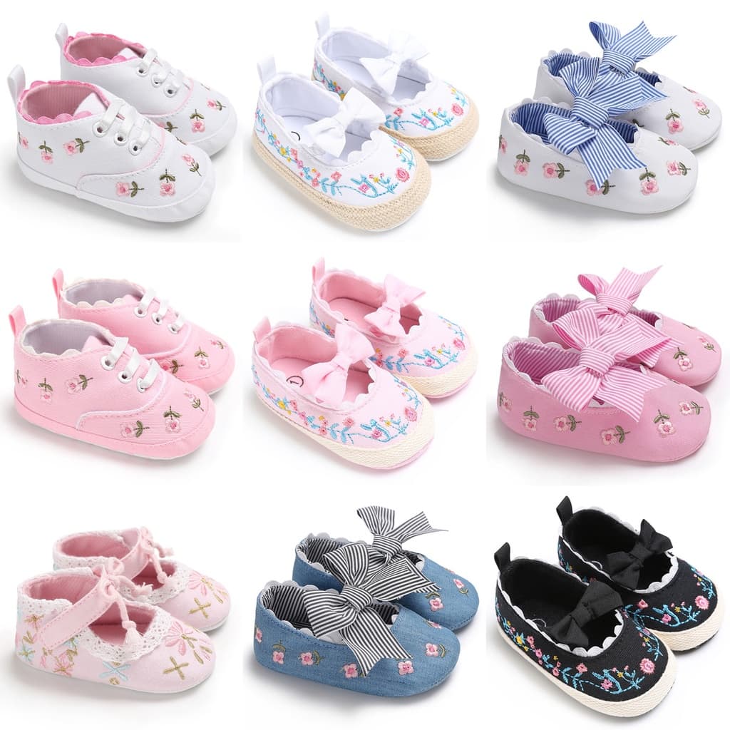 Sapatos De Bebê Menina De Renda Branca Bordada Flexível Primeiros Passos