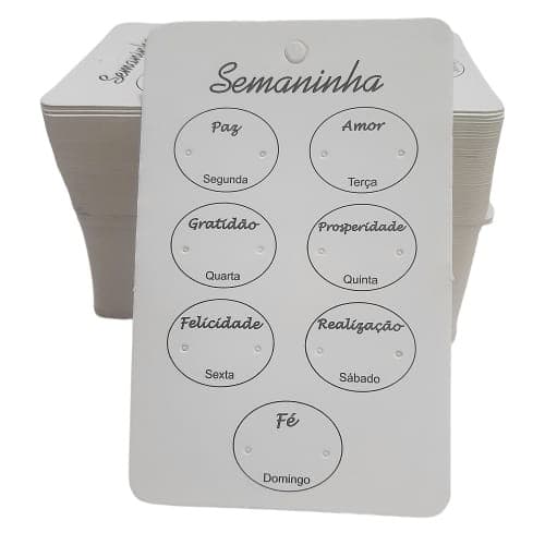Cartela Semaninha Embalagem para 7 pares de Brincos Tag