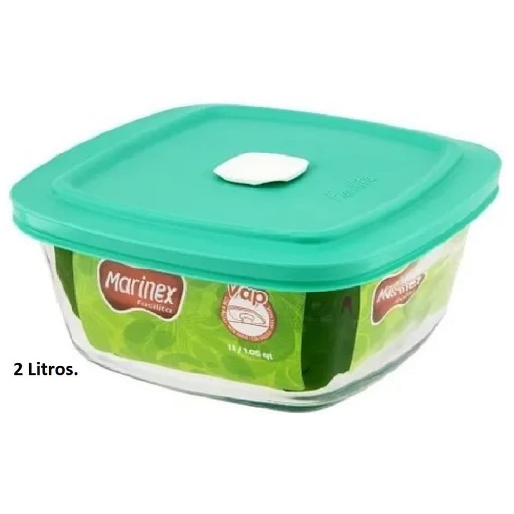 Pote 2 Litros Vidro Marinex Facilita com Tampa c/ Valvula.
