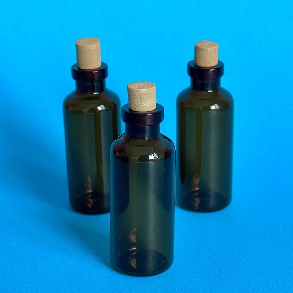 Kit 06 Unidades Frasco Vidro Âmbar Casquinha Tampa Rolha 10mL