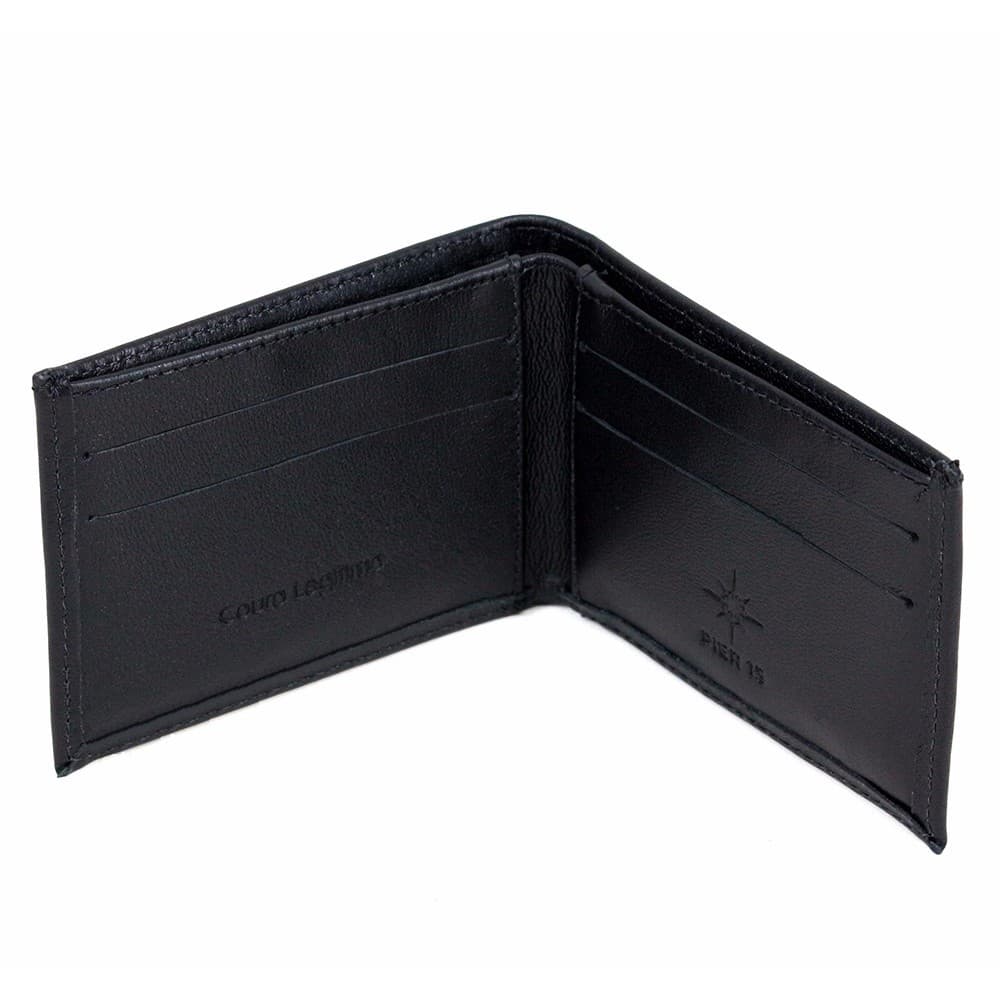 Carteira Masculina Slim Em Couro Com Porta Cnh