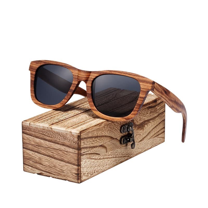 Óculos De Sol Fashion Square , Black Walnut Polarized Vintage Proteção UV Eyewear