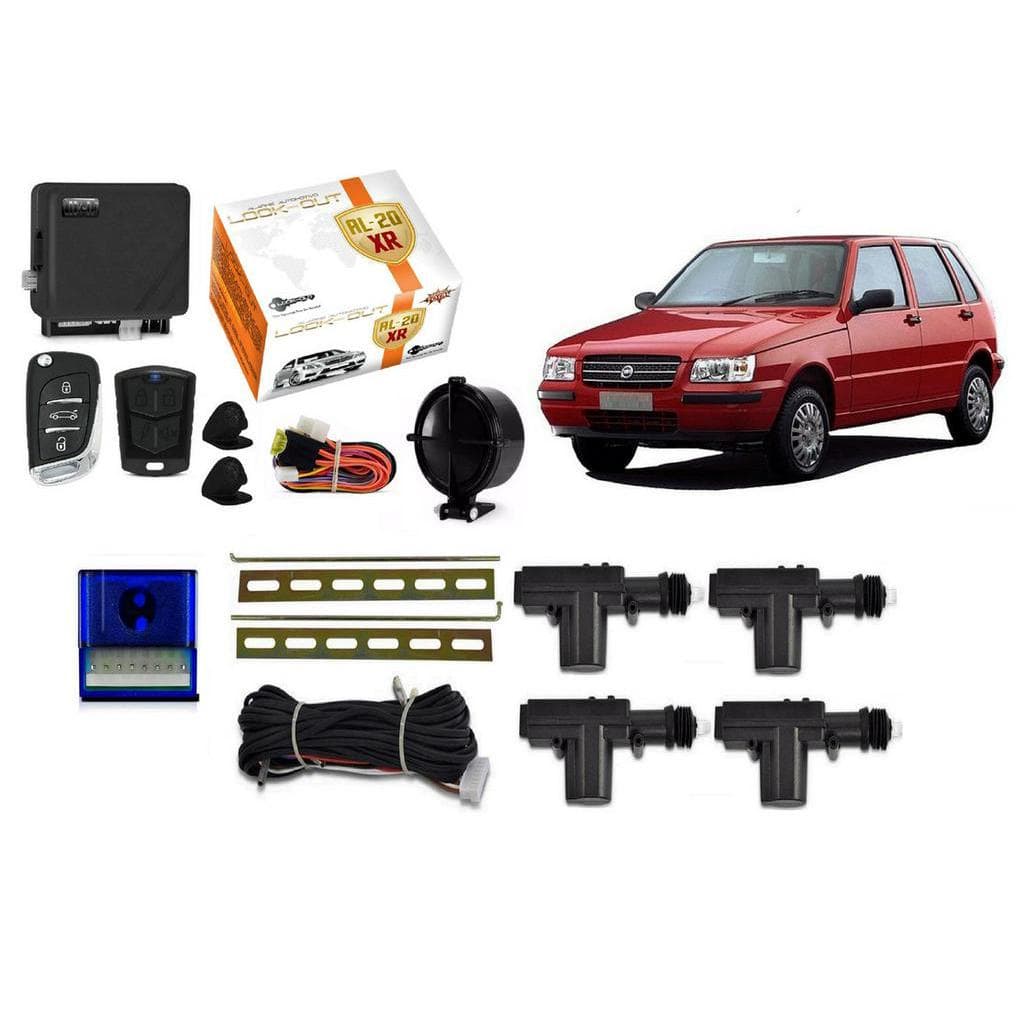 Kit Alarme Canivete + Trava Eletrica Uno antigo Mille Fire 4 Portas
