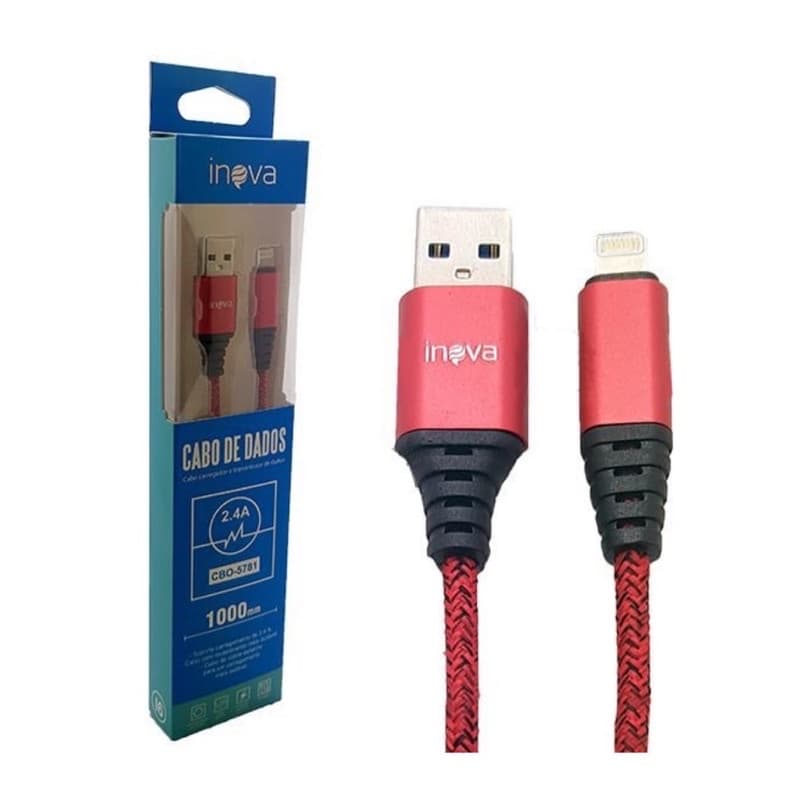 Cabo Carregador e dados IPhone,iPad,iPod Inova  1 metro Reforçado Nylon turbo