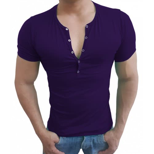 Camiseta Botão de Pressão Slim Manga Curta Sjons