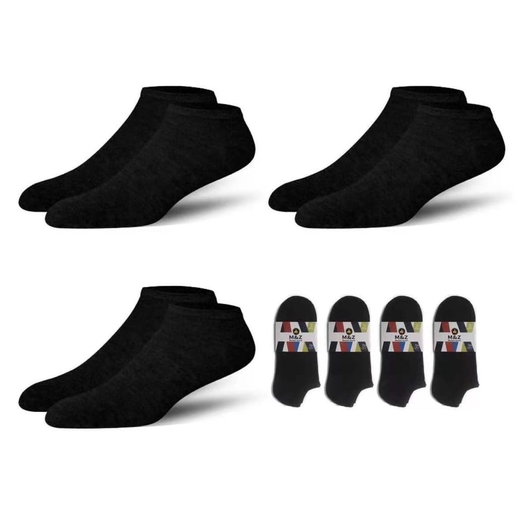 Kit 12 Pares Meias Soquete Pretas Algodão Unissex