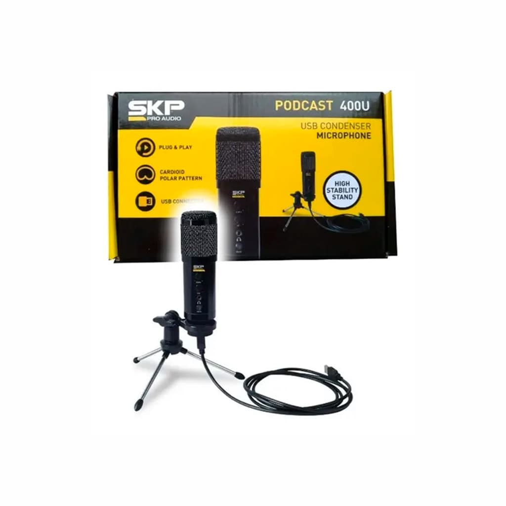 Microfone Condensador Profissional USB SKP Podcast 400 U alta qualidade