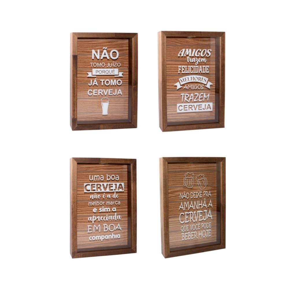 Quadro Porta-Tampinhas Ou Rolhas / De Madeira E Vidro / 32x22