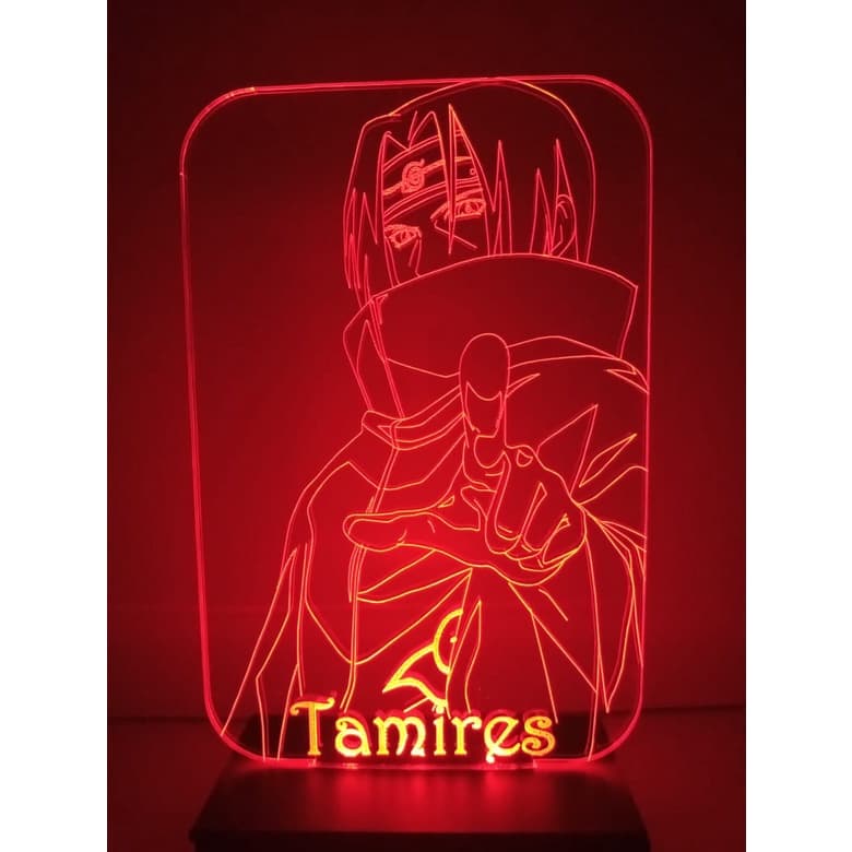 Luminária Personalizada Led - Luminária de Mesa - Estilo 3d - Naruto Itachi - Sasuke Uchiha - Abajur - Decoração