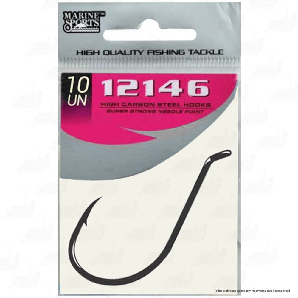 Anzol 12146 Preto Marine Sports 10/0 Cartela com 10 Unidades