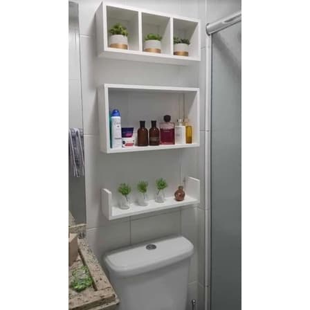 Kit Nichos Prateleiras Decorativos Para Banheiro MDF com 3 peças