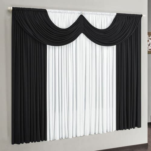 Cortina Paris 2,00m X 1,70m Para Varão Simples - Preto/bra