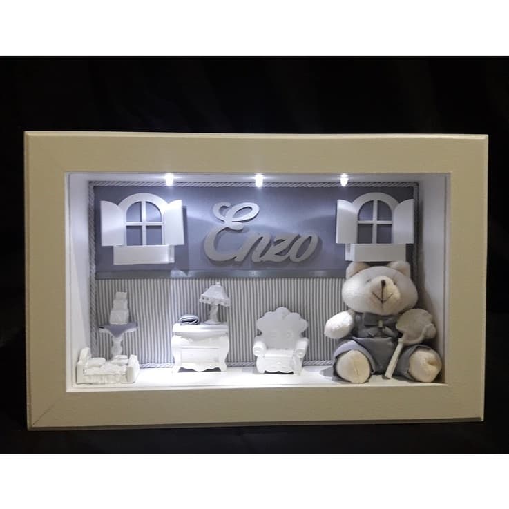 Porta Maternidade/quadro de bebe/enfeite de porta/quadro com ursinho/quadro com família urso/quadro com led