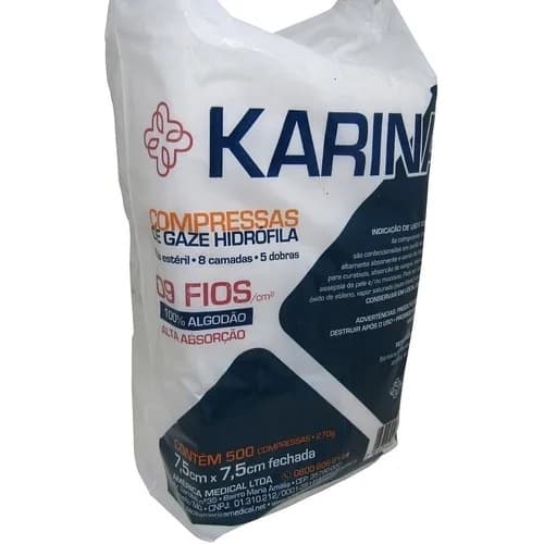 Compressa Gaze 9 11 e 13 Fios Karina 1 Pacote Odontologia Dentista Clínica Estética Hospitalar AMED