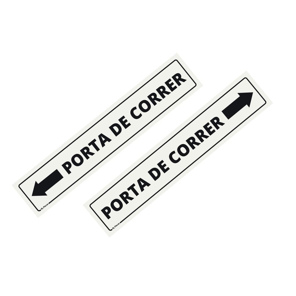 Kit 02 Adesivos de Sinalização Porta de Correr Seta Direita e Seta Esquerda 25 x 05 Cm
