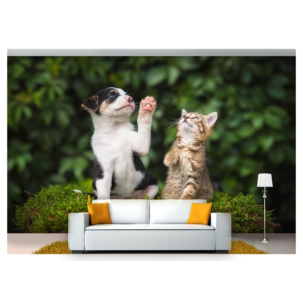 papel de parede Animais cachorro e gato 3D 10m² ANM235