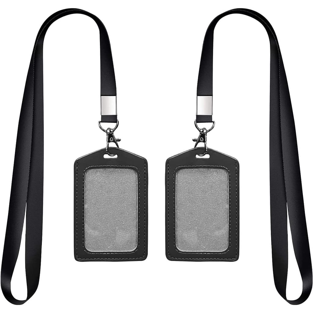 2 Pacotes De Porta-Crachá Preto Com Cordão , De Pescoço Destacável Para De Identificação