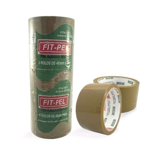 Fita Adesiva Transparente / Marron 5 Rolos 48mm 45m Atacado