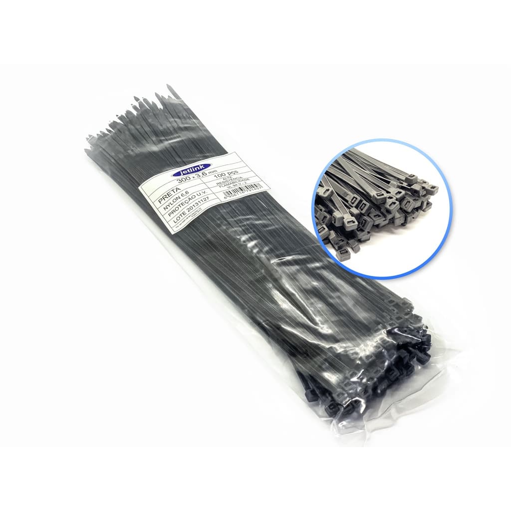 Kit Abraçadeiras de Fixação Nylon Cinta Plástica 500 Un 3,6 Mm X 300 Mm