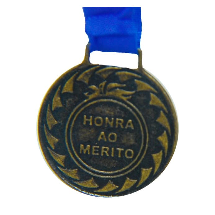 Kit Com 50 Medalhas de Bronze M30 Esportiva Honra ao Mérito Com Fita Azul Crespar