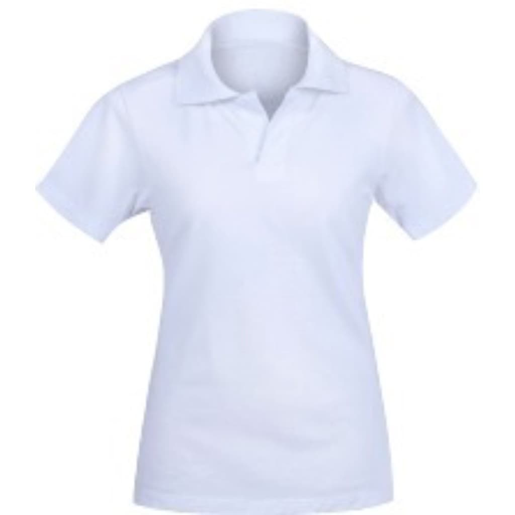 Camisa Polo Branca Feminina 100% poliéster c/185 de gramatura malha premium anti-pilling (não faz bolinhas)