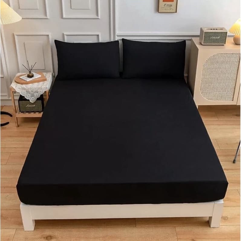 Jogo de Cama 3 peças Casal Preto Microfibra c/ elástico cores lisas promoção