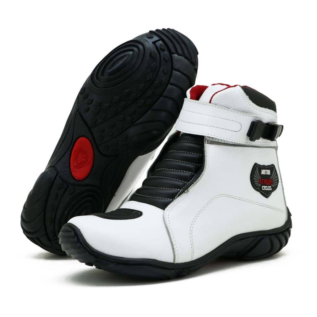 BOTA COTURNO MOTOCICLISTA COURO 287 KM BRANCO