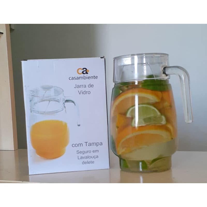 Jarra de Vidro com tampa - 1,3L - Jarra para suco e água
