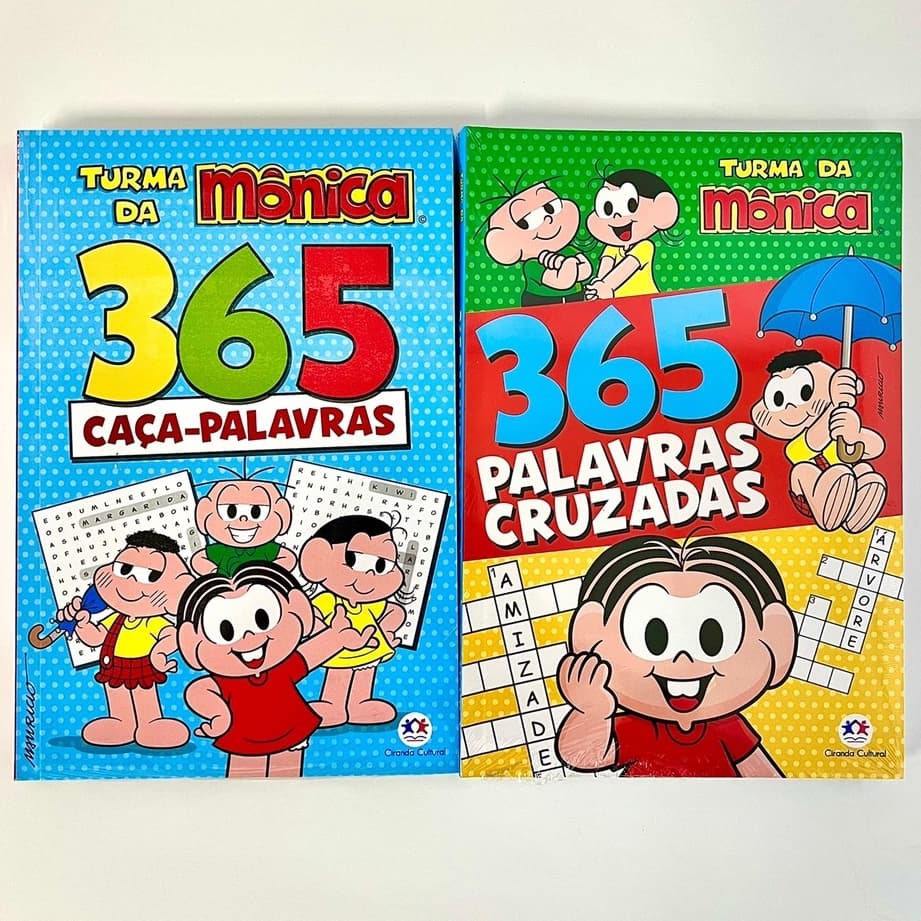 2 Livros Turma da Mônica 365 Caça Palavras e Cruzada Turma da Mônica Infantil Mais de 5000 palavras
