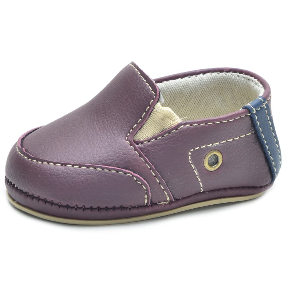 mocassim de Bebê Masculino Cla-Cle Vinho